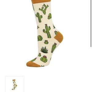 Cactus Print Cream and Green Socks